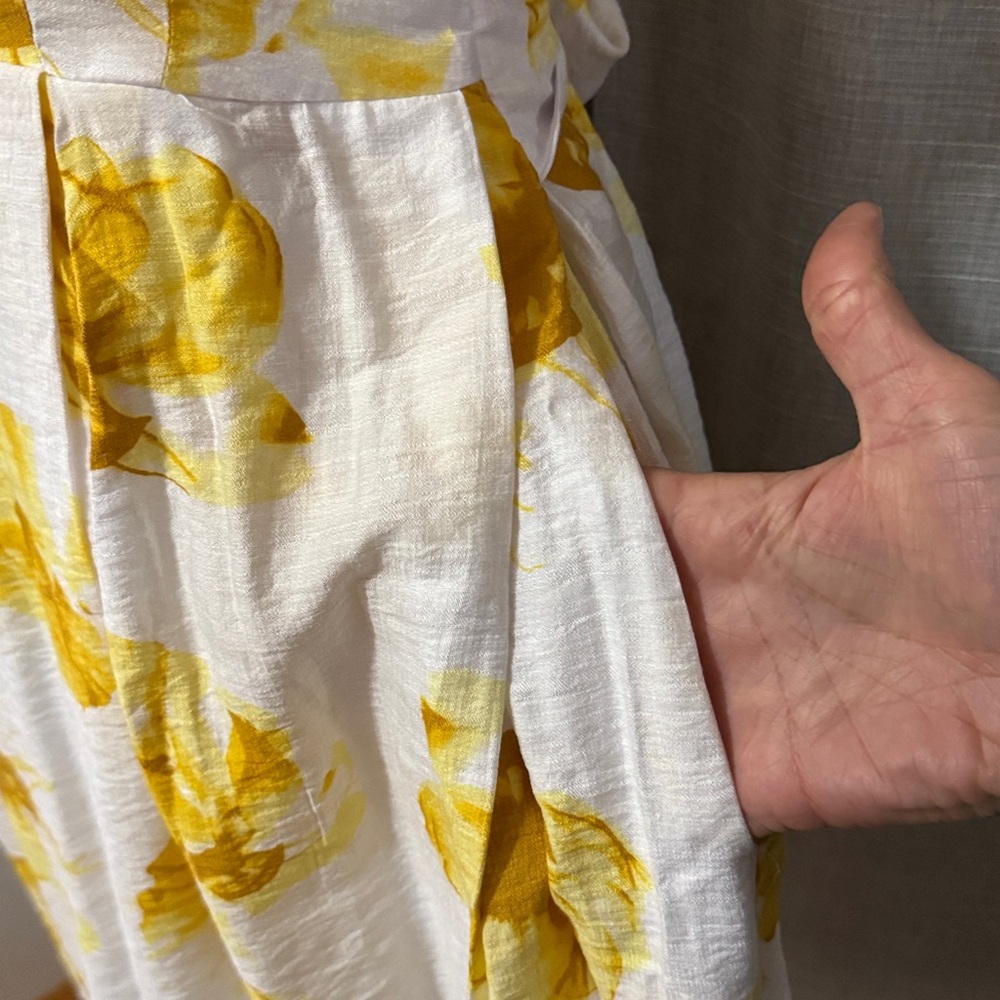 Simply Vera | Vera Wang-Rayon Blend Dress-Popover-Pockets-Ties-Yellow/White-XS - Picture 7 of 16